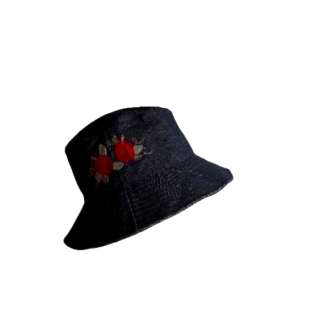 Cappelli Strawworld Vintage Denim  Mushroom Bucket Hat Jean Dark Wash Apples